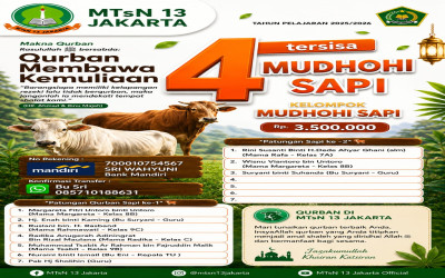 Alhamdulillah! Pelaksanaan Ibadah Qurban MTsN 13 Jakarta Tahun Pelajaran 2025/2026 Berjalan Sukses dan Penuh Berkah